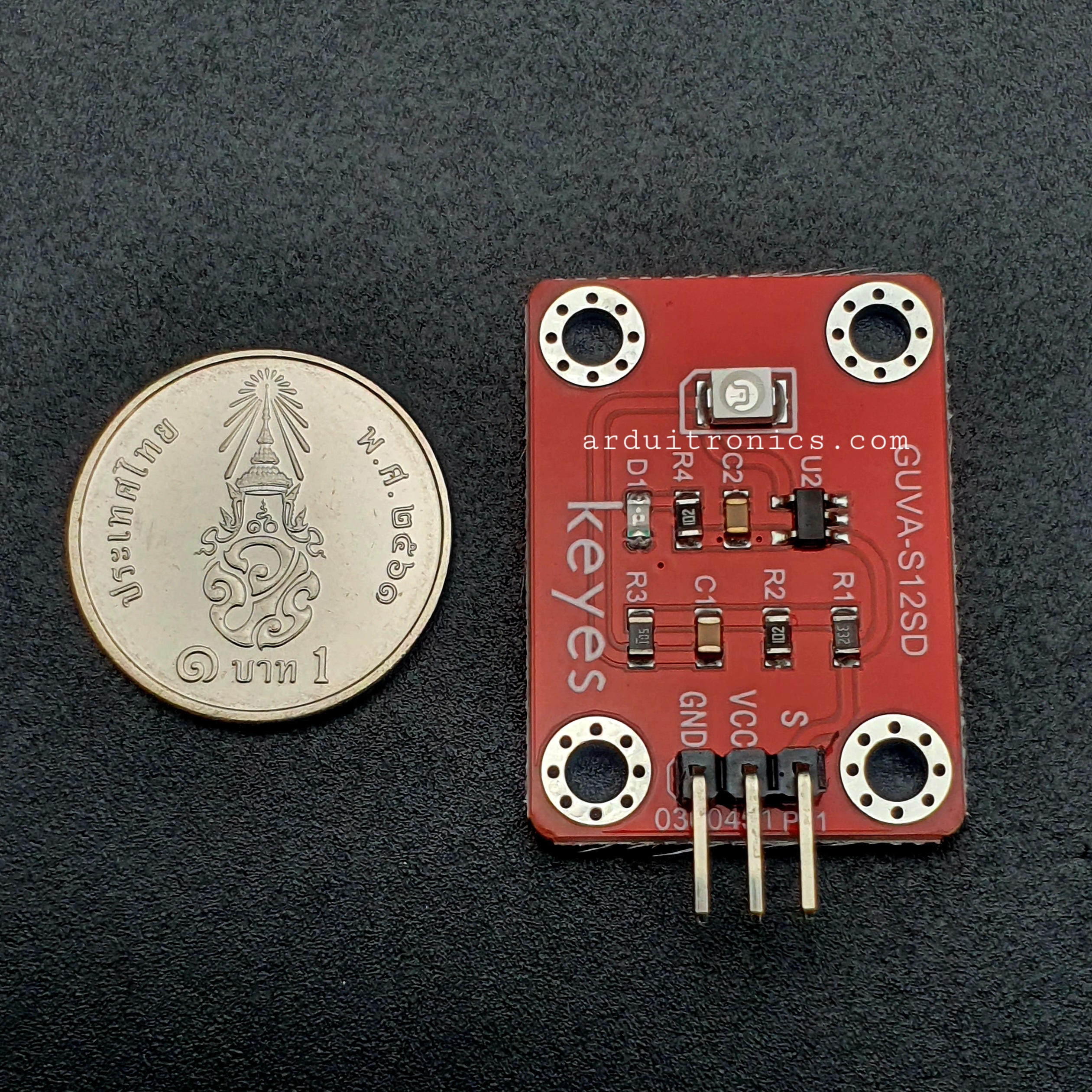 GUVA-S12SD เซ็นเซอร์วัดความเข้มของแสง UV Sensor Module S12SD for Arduino แบบบัดกรีแล้ว PCB สีแดง