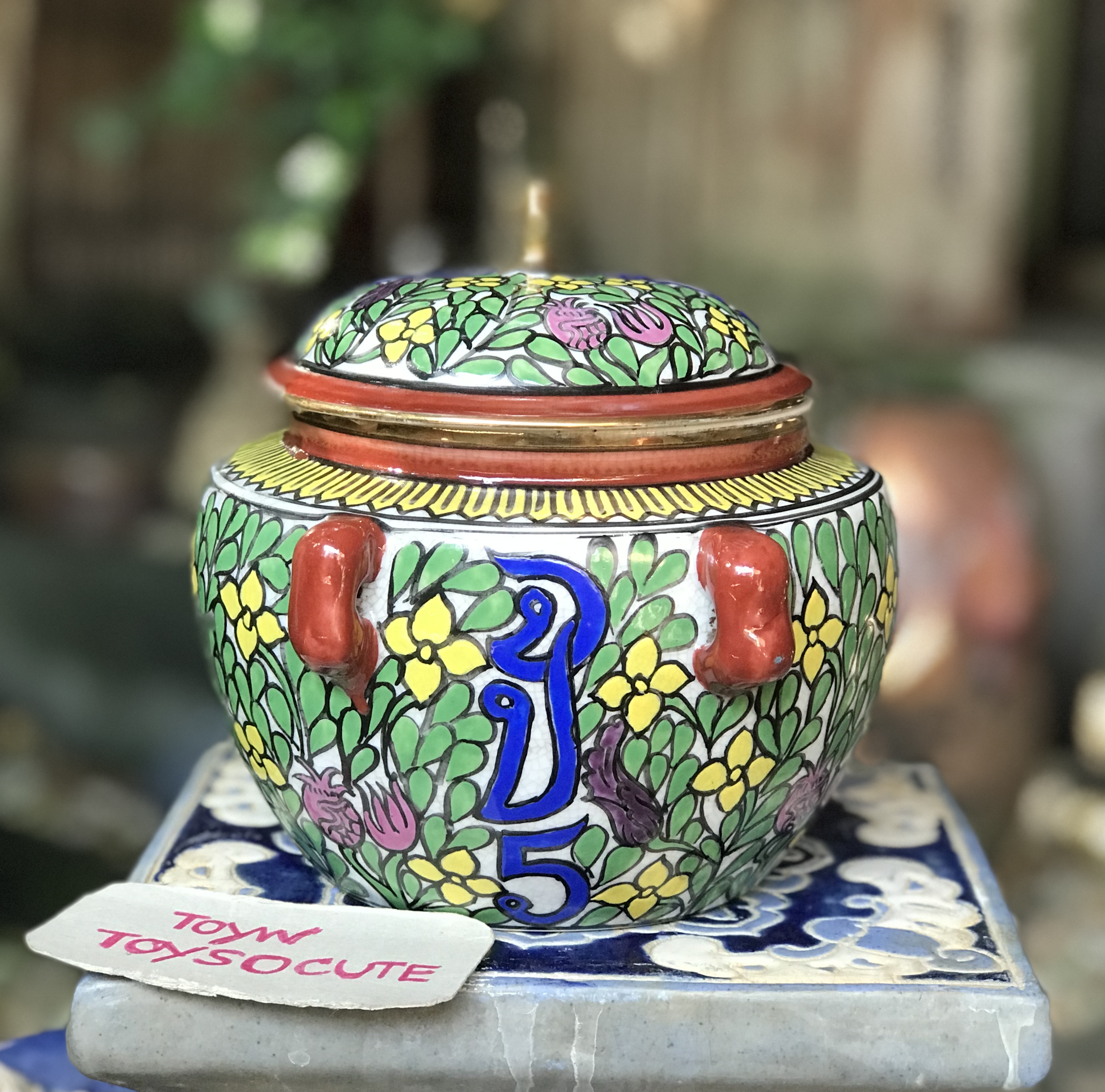 โถสี่หู โถกะปิ เครื่องกระเบื้องวาดมือเขียนสี Hand Painted Ceramic Pot