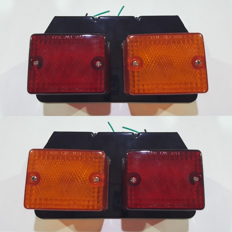 ไฟสต็อปแลมป์ ฝาเหลี่ยมเรียบ 2 ตอน 12V / 24V (ซ้าย-ขวา) ราคาต่อ 2 ชุด