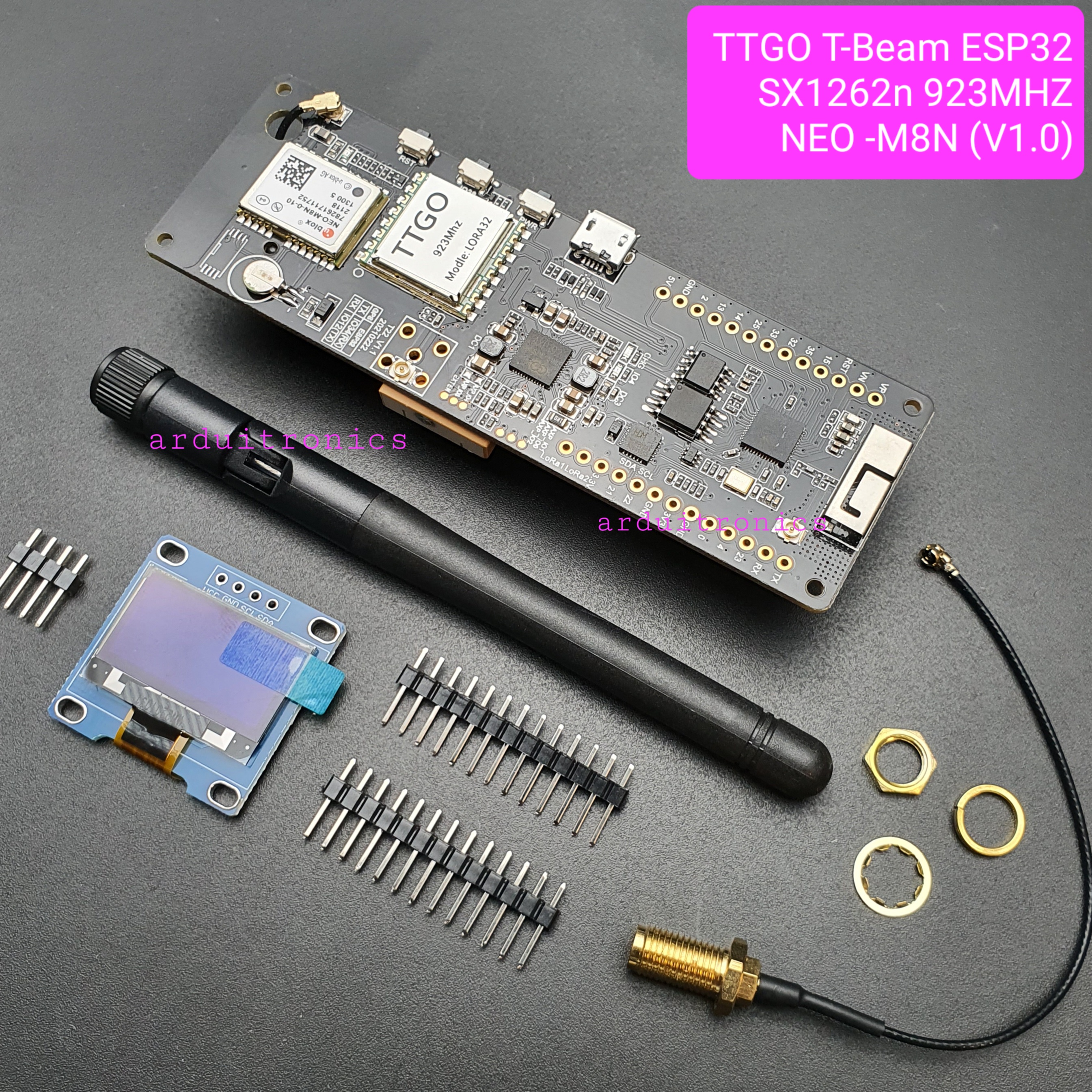 LILYGO TTGO T-Beam V1.0 (CH9102F) OLED ESP32 Lora32 (923MHz) GPS (NEO-M8N) Bluetooth พร้อมรางถ่าน 18650