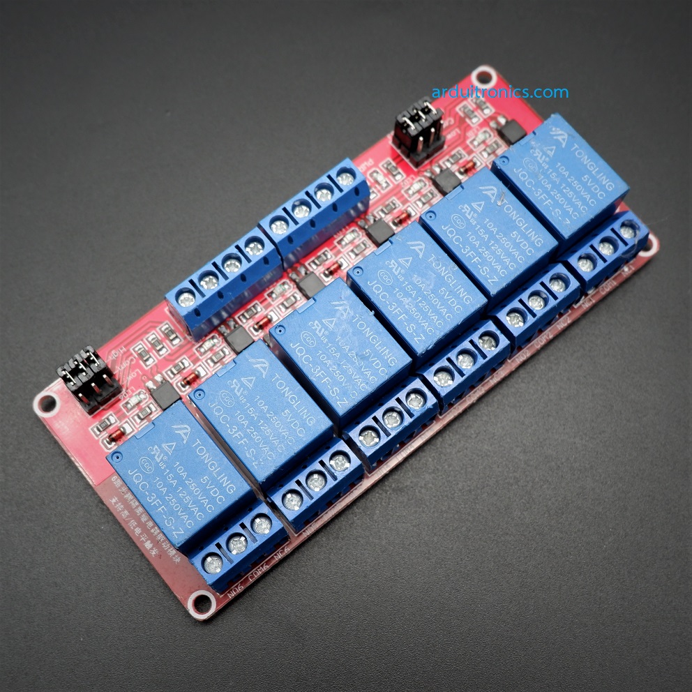 6 Channel Relay Module High/Low Level Trigger (5V) - Red PCB