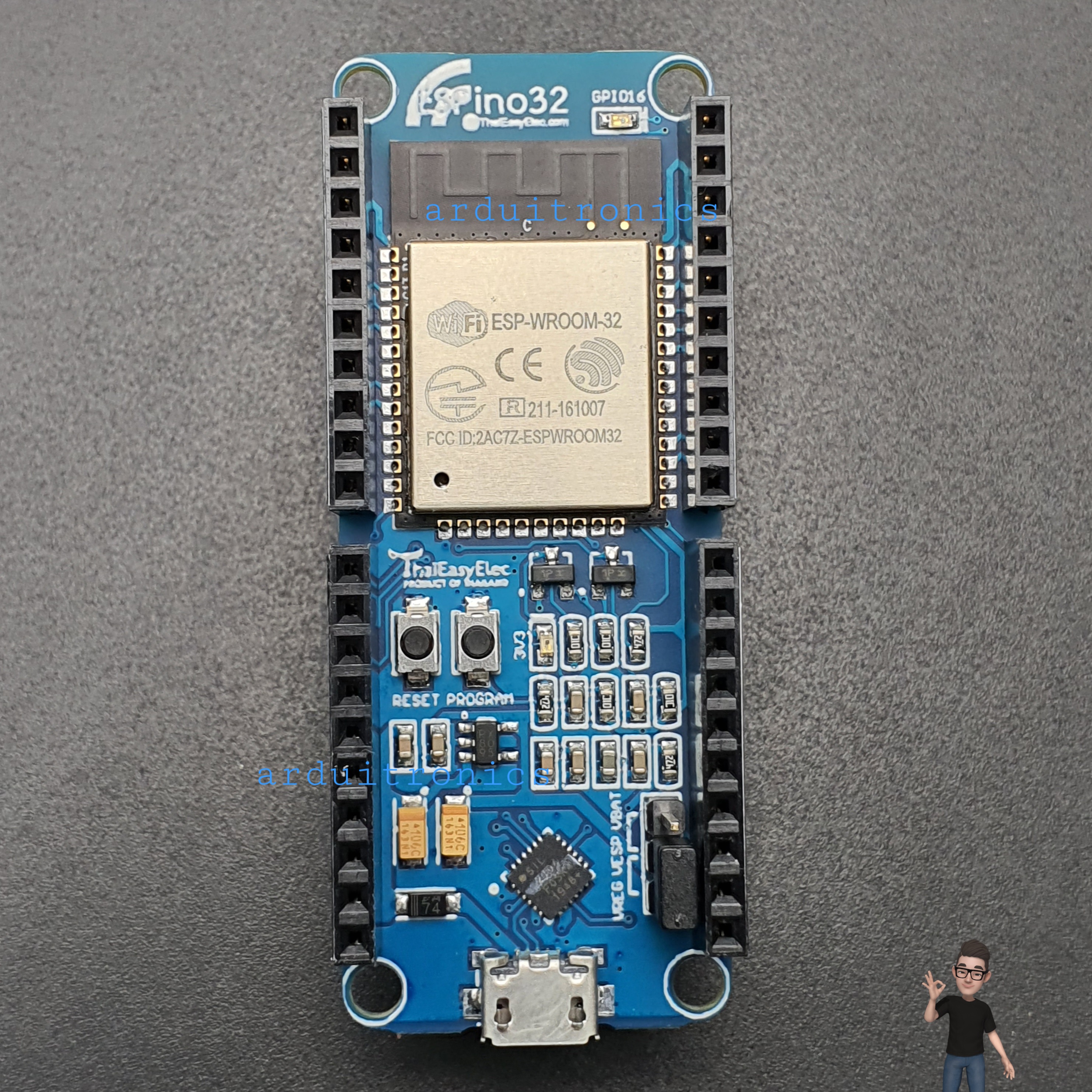 ESPino32 Wifi BLE Development Board (บัดกรีขา Pin Header แล้ว)