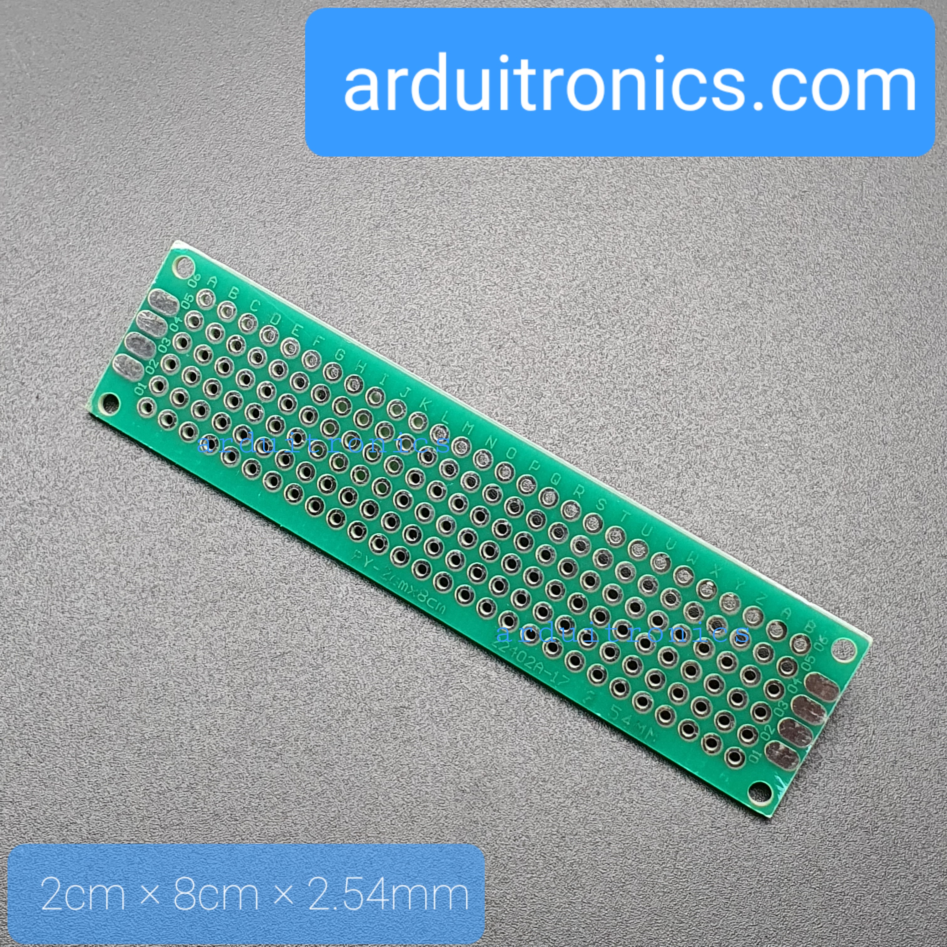 แผ่น PCB ไข่ปลา 1 หน้า ขนาด 2x8cm แผ่นปริ๊นอเนกประสงค์ Prototype PCB Through Hole Universal PCB จำนวน 1 แผ่น