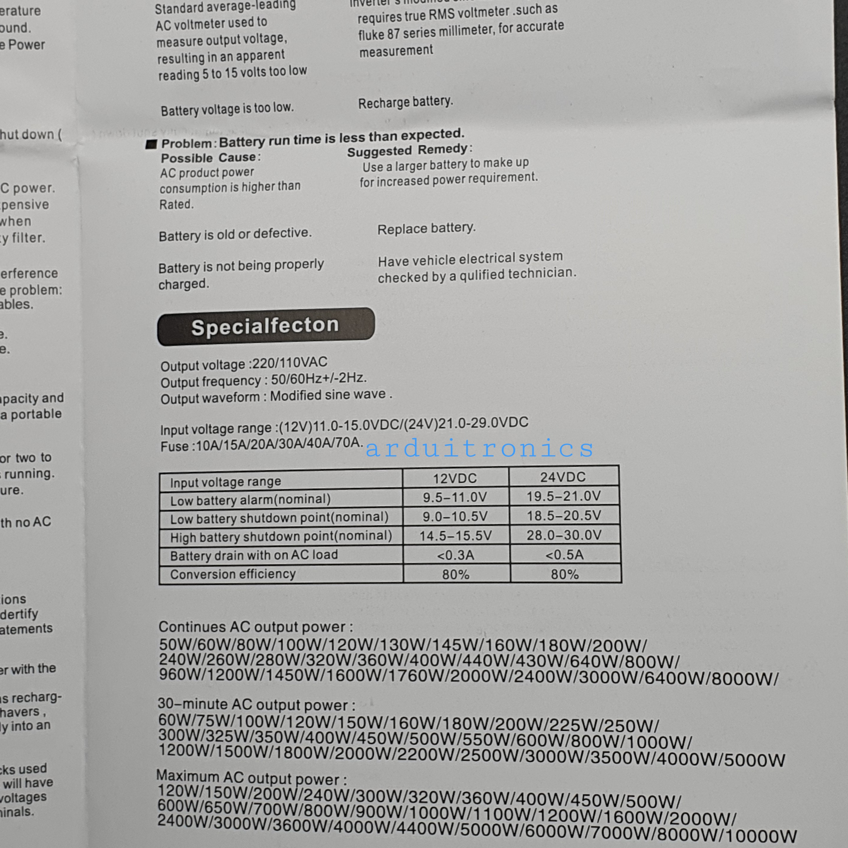 DC to AC Power Inverter 500W 12VDC to 220VAC 50 Hz (modified Sine Wave) สีดำ