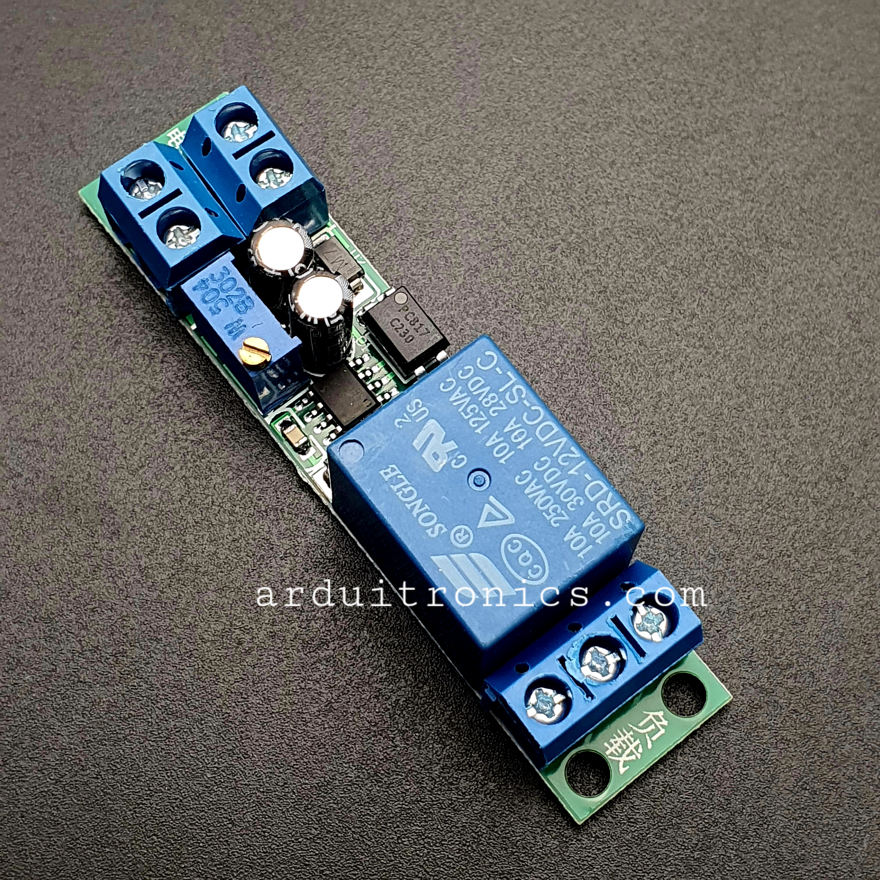 รีเลย์ หน่วงเวลา เปิด 12V Time Delay Relay Module 1-25 วินาที Fixed DC 12V (PCB เขียว)