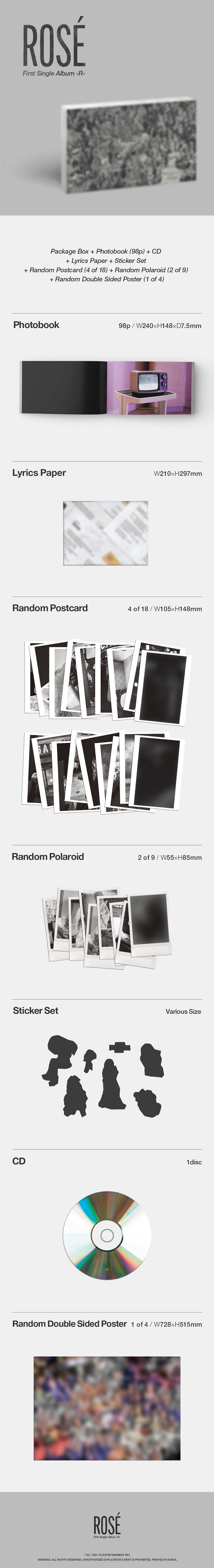 BLACKPINK - Rosé (rose) First Single Album -R- แบบ yg + โปสเตอร์ พร้อมกระบอกโปสเตอร์ พร้อมส่ง