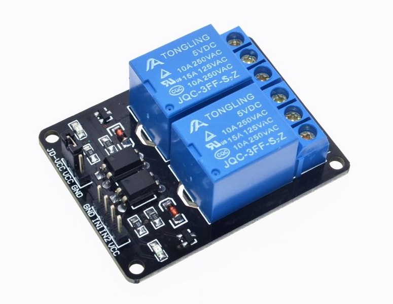 2 Channel Relay (Opto-Isolated) - Active Low 5V 10A (หัวรีเลย์ ยี่ห้อ TongLing รุ่น JCQ-3FF-S-Z)