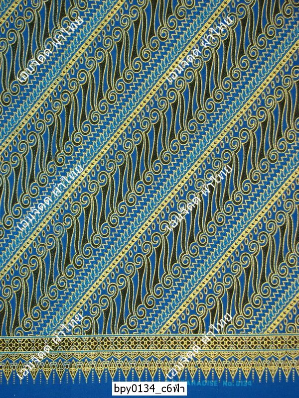 [bpy0134] ผ้าพิมพ์ทอง 1.8เมตร ลายศรีวิชัย คอตต้อน 100%