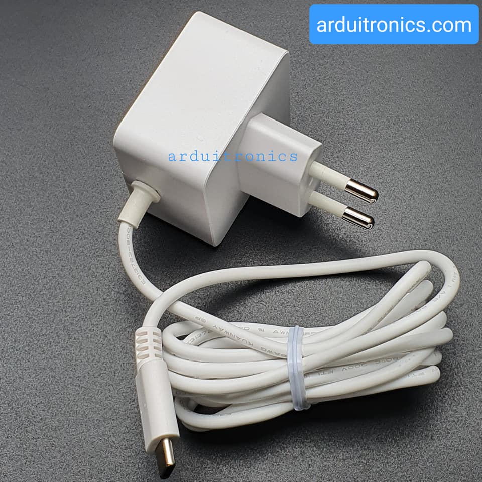 Official USB Type-C Power Supply (5.1V, 3A) for Raspberry Pi 4B White - หัวกลม (สีขาว มีโลโก้ Pi สลักบนหัวปลั๊ก)