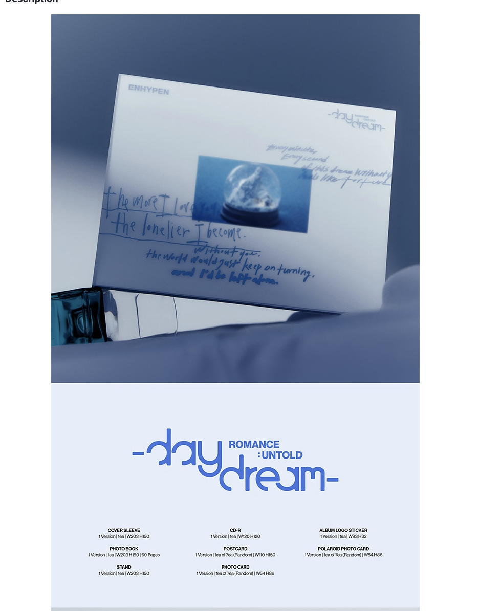 Enhypen -ROMANCE : UNTOLD -daydream- แบบ JAPAN Edition - แบบได้ของแถมเพิ่ม จาก weverse shop - แบบ ส่ง เครืองบิน