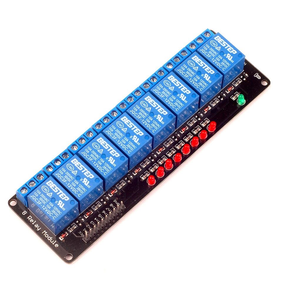 8 Channel Relay 12V 10A (Optocoupler) with LED (คละยี่ห้อของหัวรีเลย์)