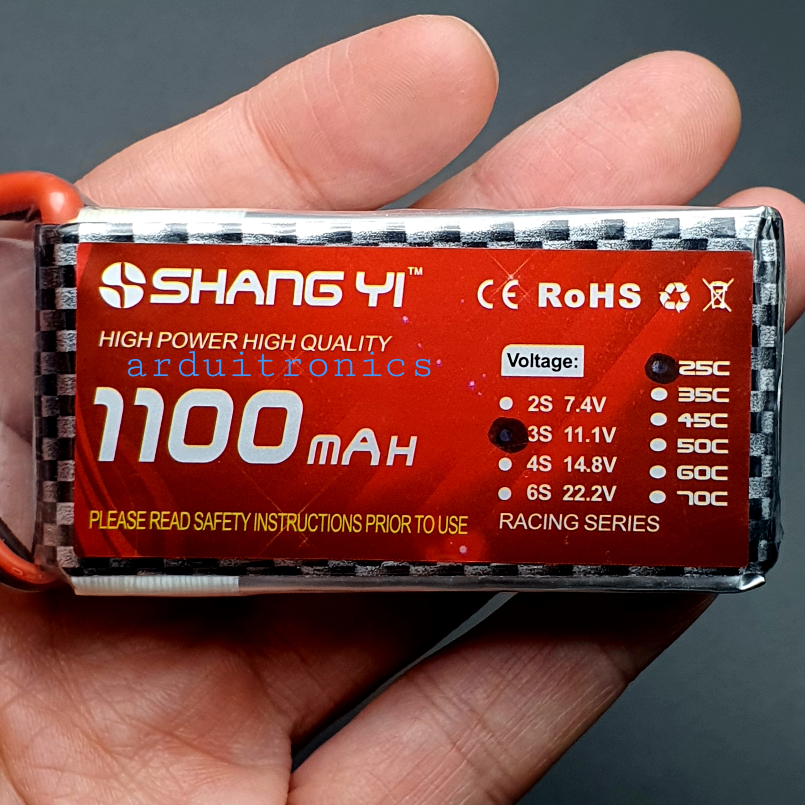 Rechargeable Lithium Battery 1100mAh 3S 11.1V 25C (หัวสายไฟแบบ T-Plug)