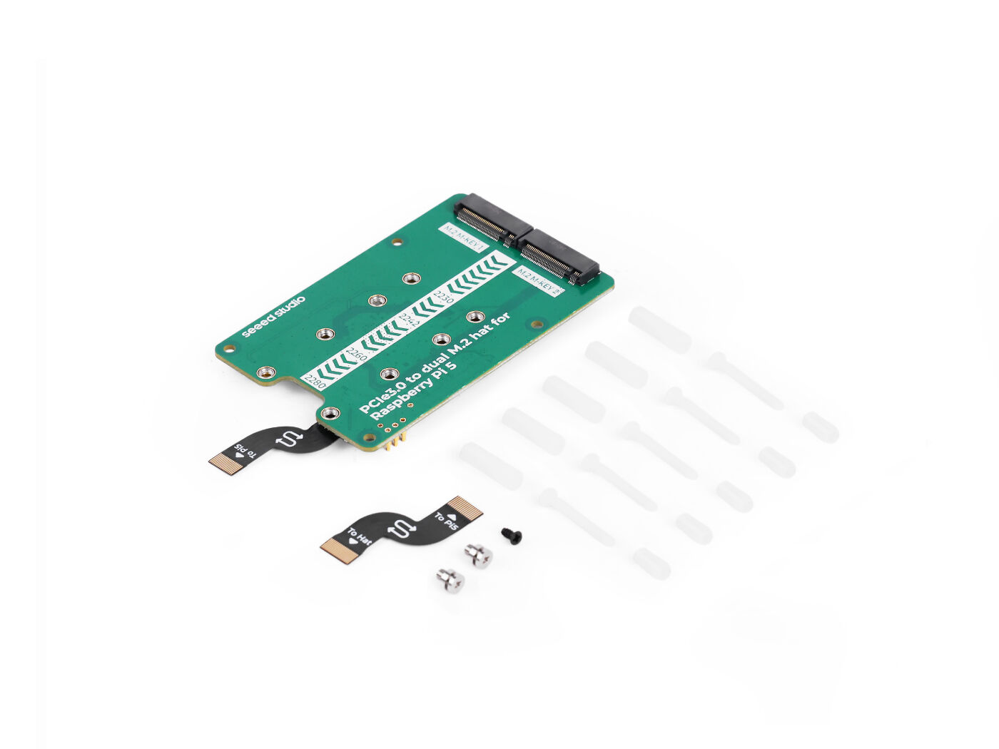 PCIe3.0 Switch to Dual M.2 Hat for Raspberry Pi 5, Support NVMe SSD, Support Hailo8/8L (แท้จาก SeeedStudio)
