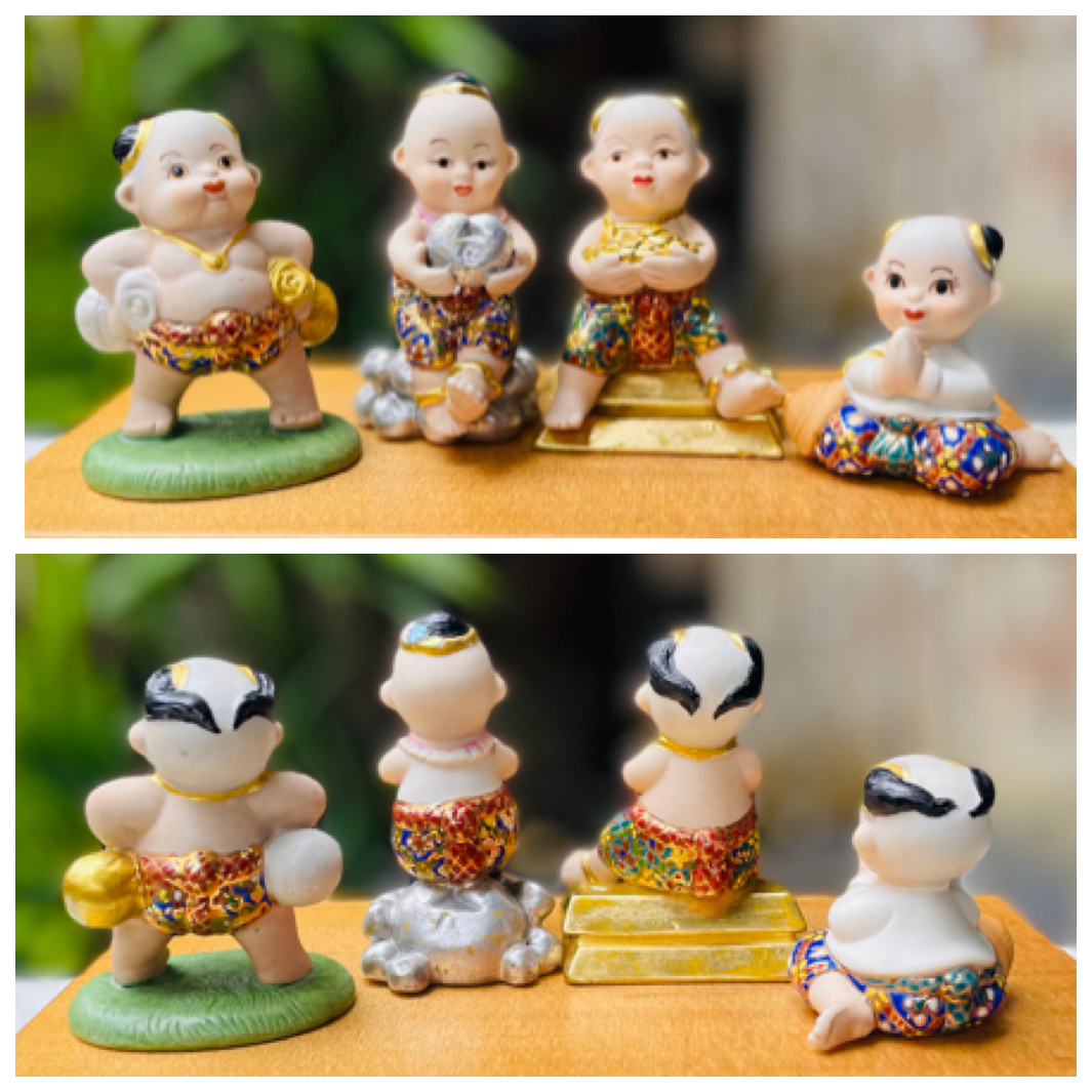 ชุด 4 ชิ้น ตุ๊กตาชาววัง ตุ๊กตาเด็กไทยโบราณ - สิรินไทย Royal Figurine ceramic doll By SIRINTHAI CERAMICS Made In Thailand