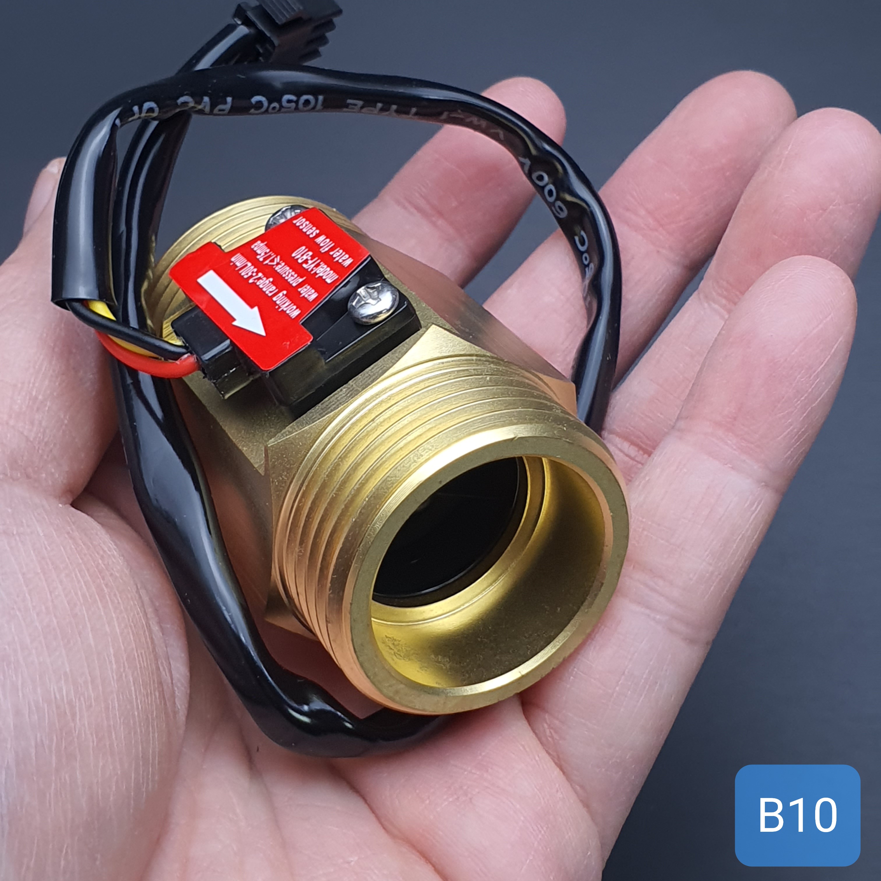 B10 เซ็นเซอร์วัดอัตราการไหลของน้ำ ทองแหลือง 1 นิ้ว 8หุน Water Flow sensor 2-50L/min Size 58 mm