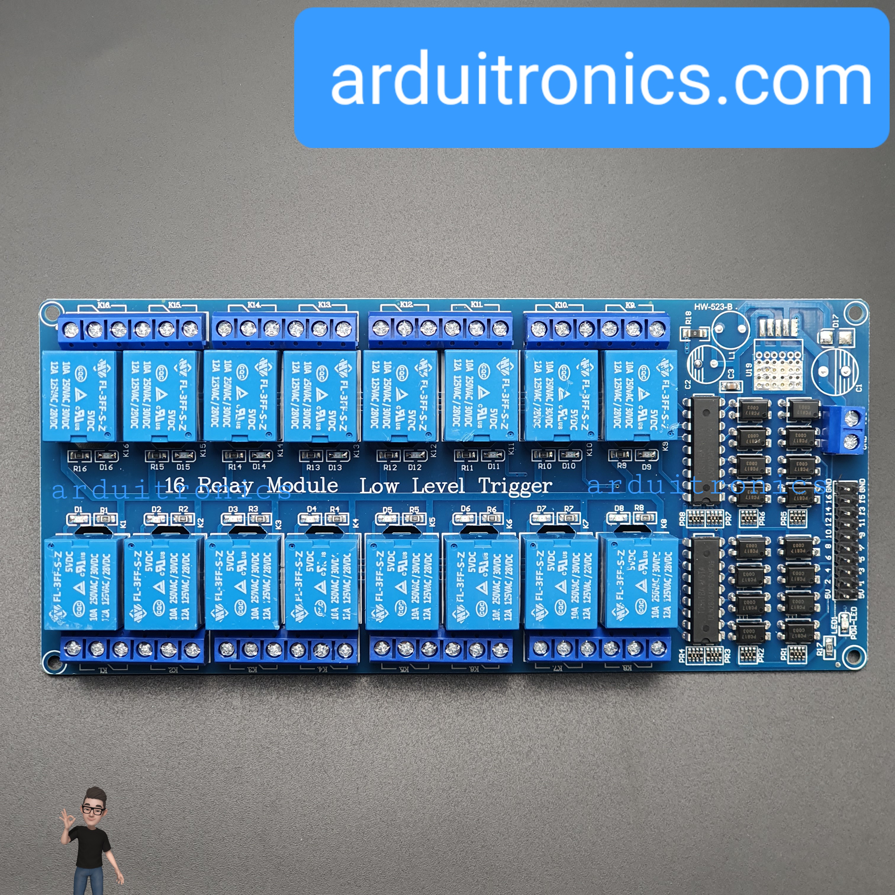 16 Channel Relay รีเลย์ 16 ช่อง (5V) หัวรีเลย์คละยี่ห้อ