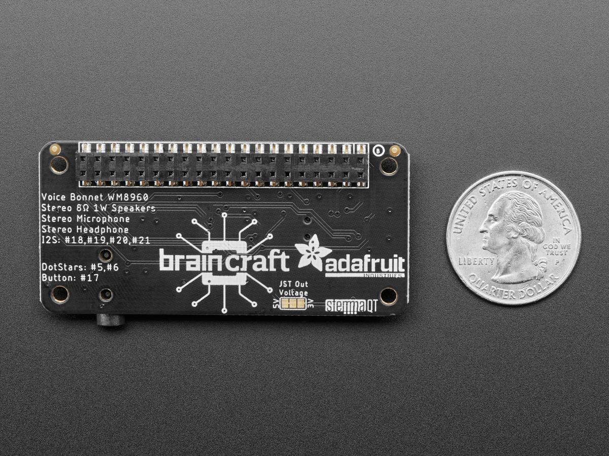 Adafruit Voice Bonnet for Raspberry Pi -Two Speakers + Two Mics for RPi 4B / Zero / 3B+ (แท้จาก Adafruit)
