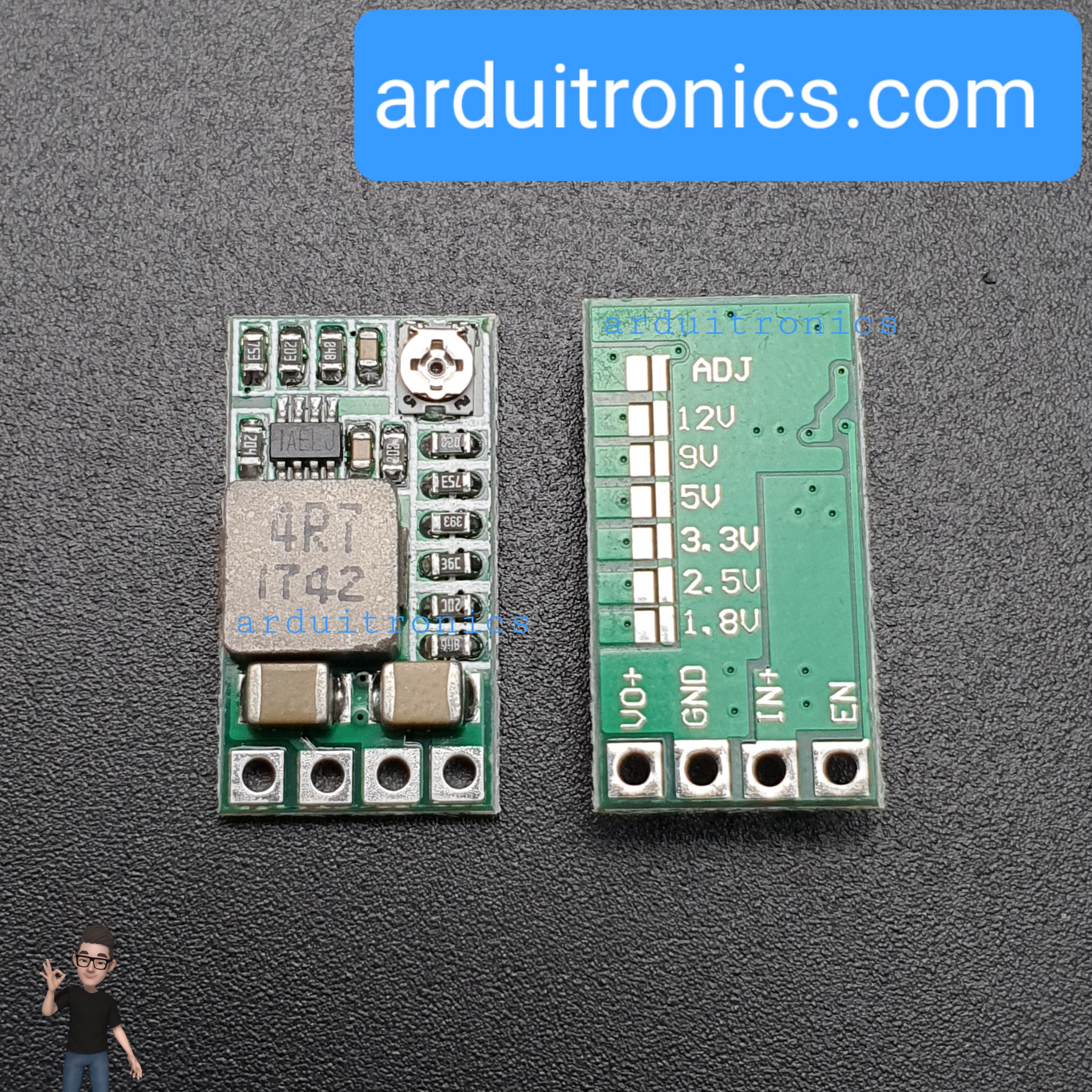 โมดูลสเต็ปดาวน์ขนาดเล็ก Mini DC-DC (12-24V to 5V 3A) Step Down Module Voltage Buck Converter Adjustable 97.5% 1.8V 2.5V 3.3V 5V 9V 12V