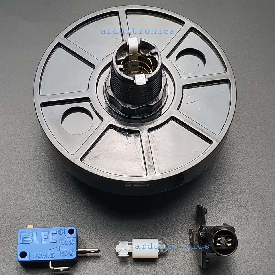 ปุ่มกดตู้เกม สวิตช์กดติดปล่อยดับขนาดใหญ่ 100mm พร้อมไฟ LED สีน้ำเงิน