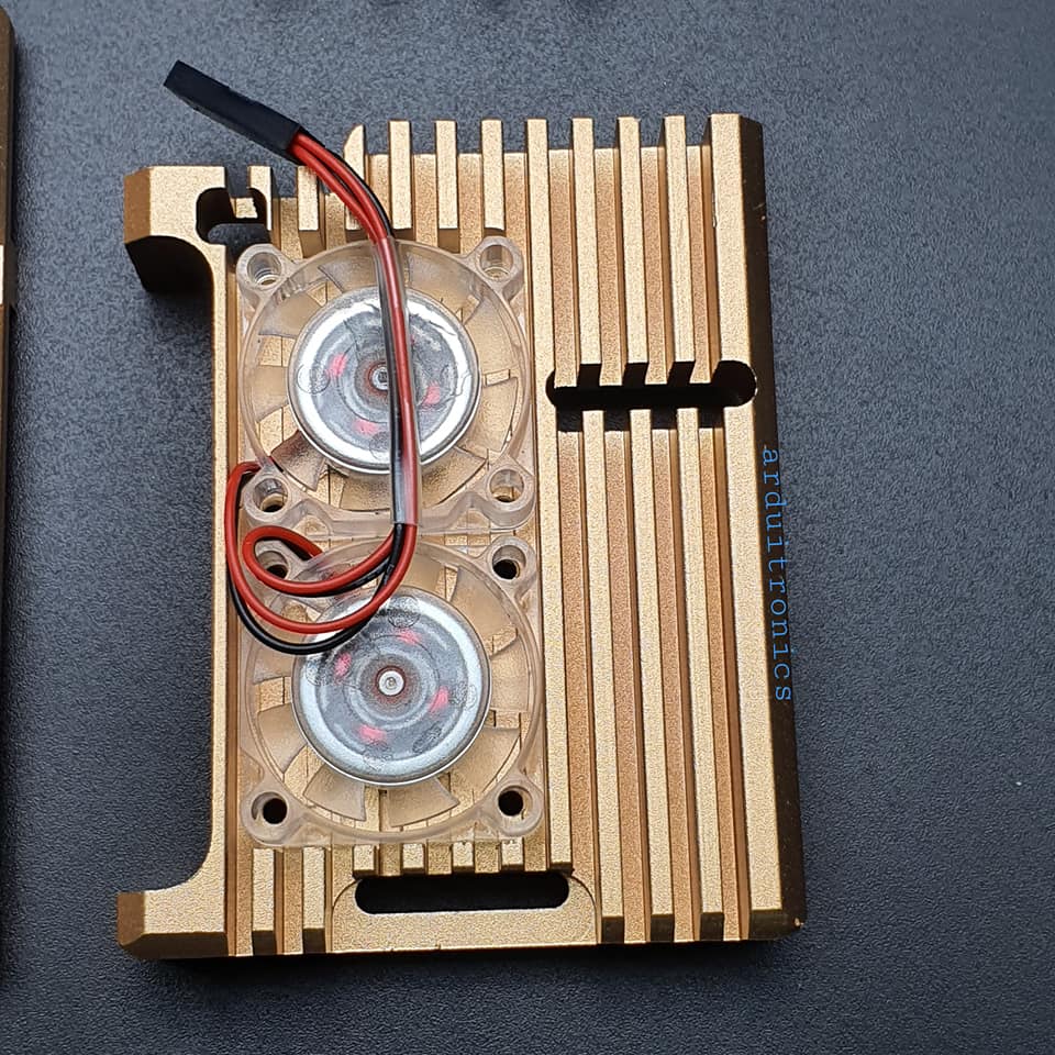 Aluminium Case for Raspberry Pi 4 with Dual Fan (Gold) แบบที่ 1