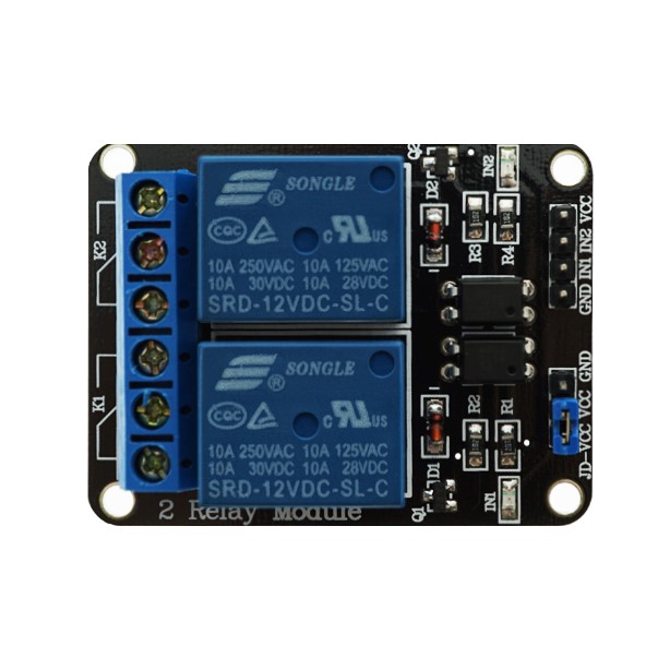 2 Channel Relay (Opto-Isolated) - Active Low 12V 10A (หัวรีเลย์ ยี่ห้อ Songle รุ่น SRD-12VDC-SL-C)