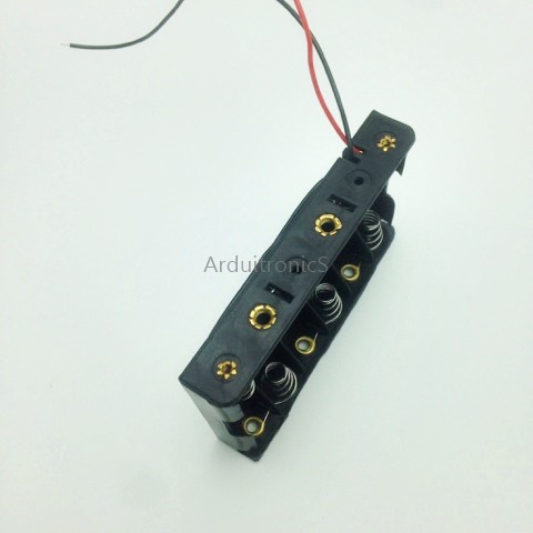 Battery Box รางถ่าน 6 ก้อน AA 9V สำหรับ Arduino ไม่มีฝา