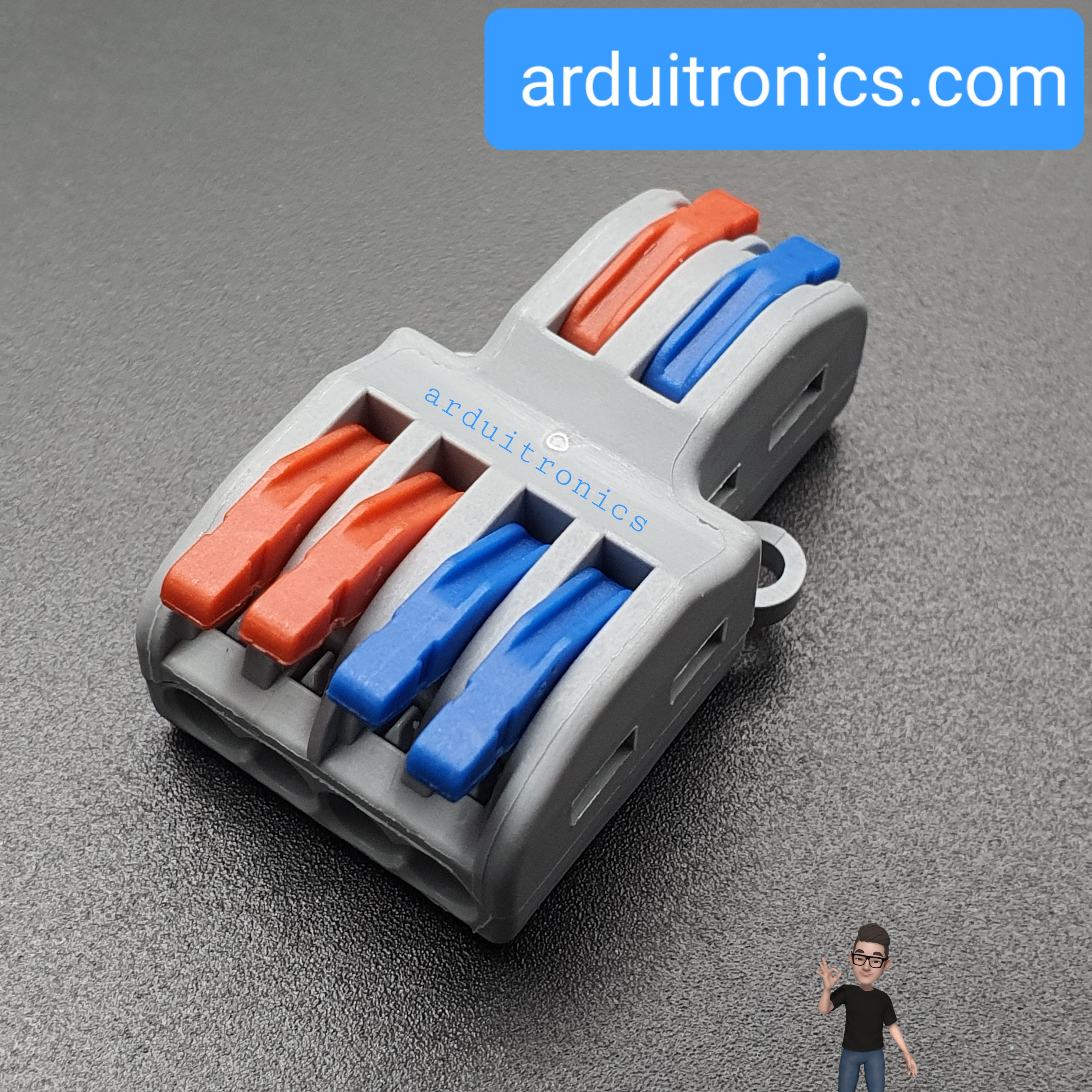 [สีน้ำเงิน แดง] 2-input / 4-output Terminal ต่อสายไฟแบบเข้า 2 เส้น ออก 4 เส้น Quick Connector / Slitter SPL-42