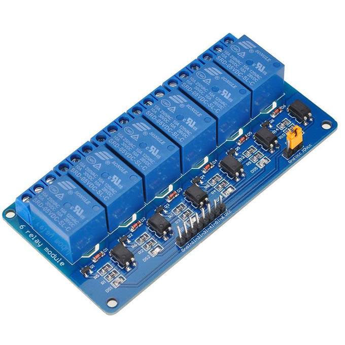 6 Channel Relay Module (5V) - (หัวรีเลย์ Tongling หรือ Songle)