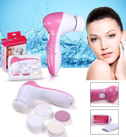 เครื่องล้างหน้า 5in1 beauty care massager สีชมพู-ขาว