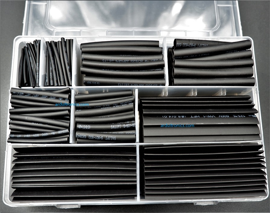 ชุดเซต ท่อหดสีดำ สำหรับหุ้มสายไฟพร้อมกล่องใส่ (Set 385 ชิ้น)