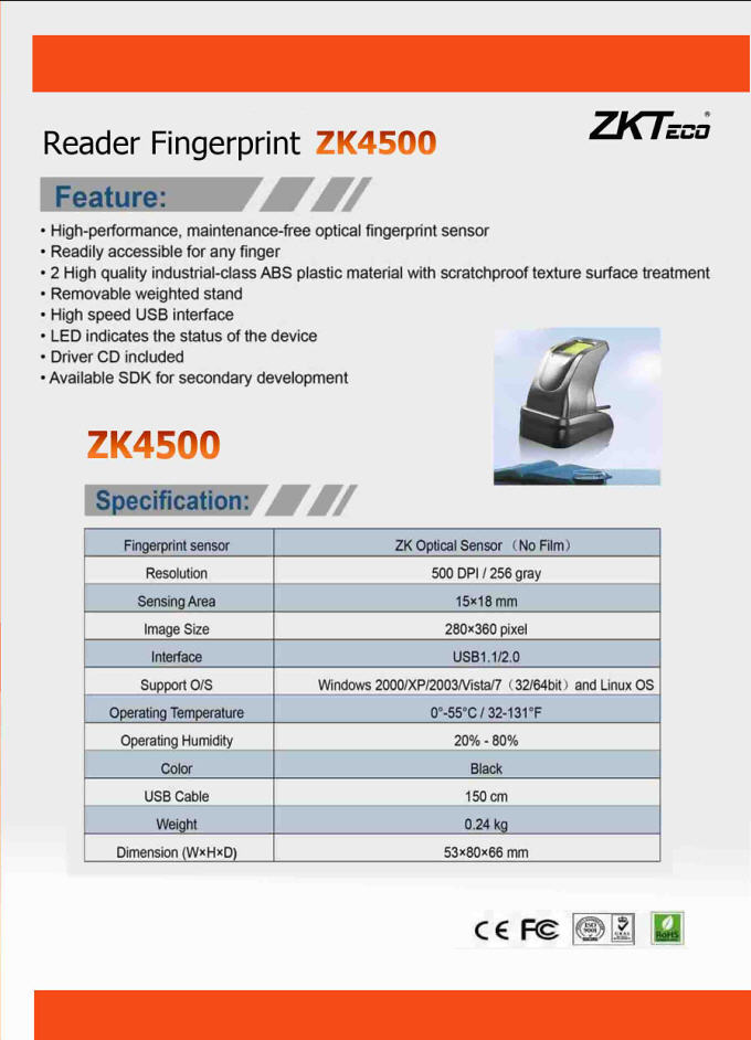 Fingerprint Scanner (ZK4500)