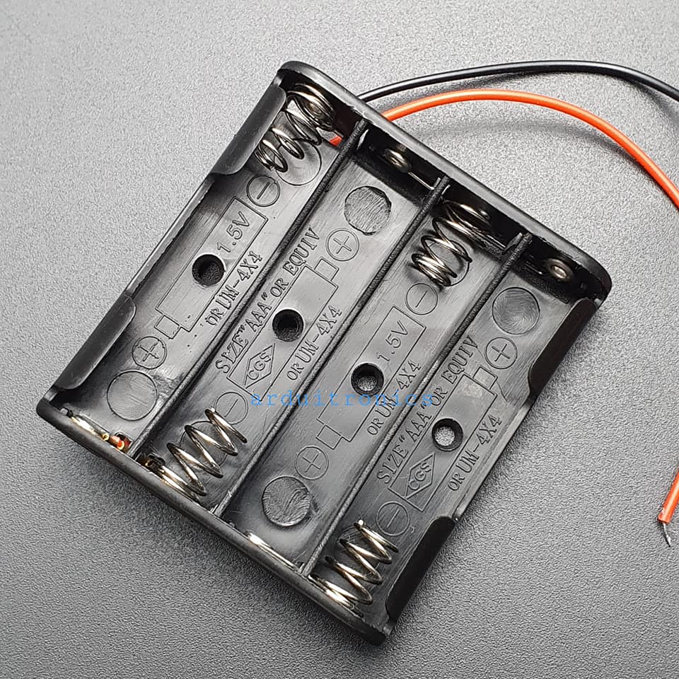 Battery Box รางถ่าน 4 ก้อน AAA ไม่มีฝา 1 ด้าน 6V