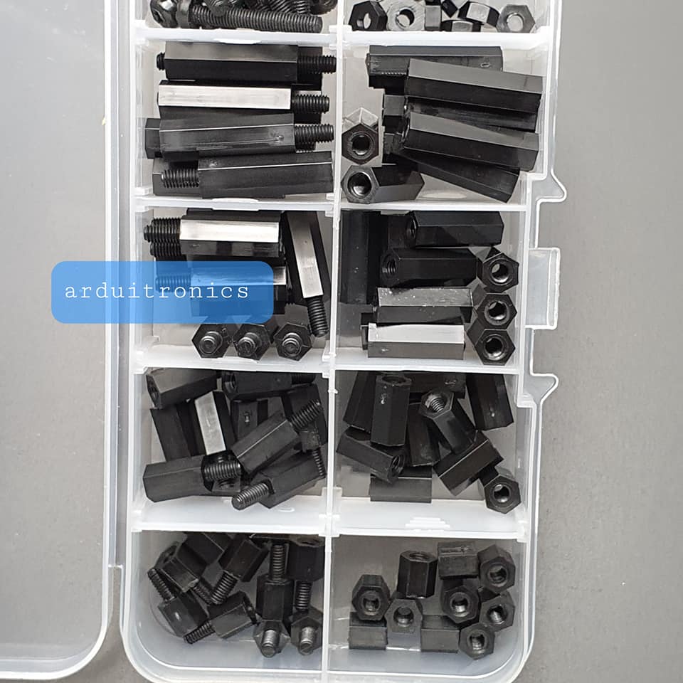 M3 Nylon Hex Spacers / Screw / Nut Stand-off (Black) 120 ชิ้น สีดำ