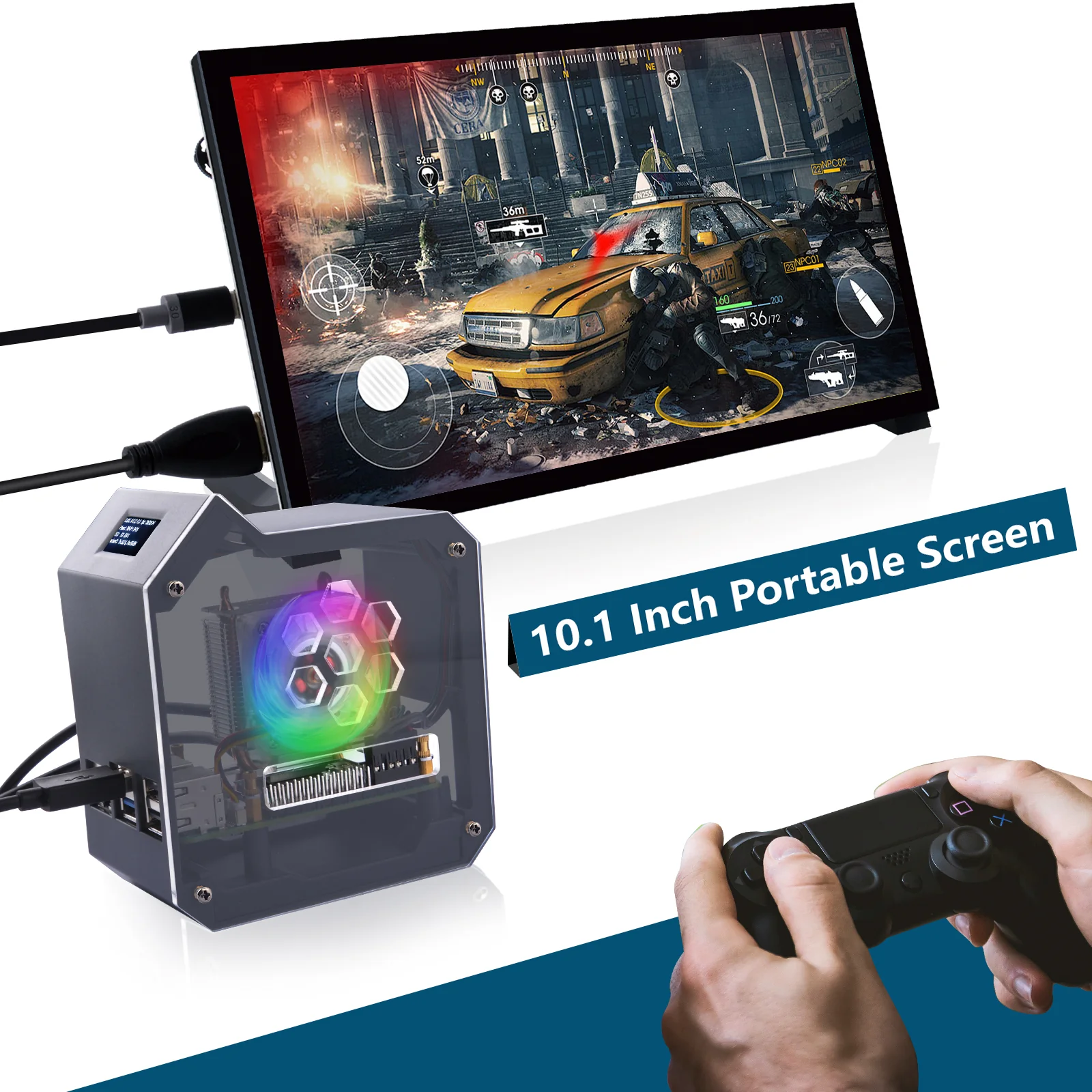 52Pi ABS Mini Tower Kit Black Enclosure Case for Raspberry Pi 5 with Ice Tower Cooler OLED