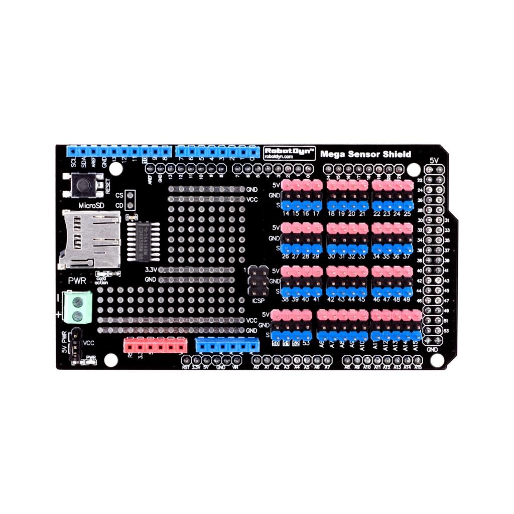 Arduino MEGA 2560 Sensor Shield with SD-Card Logger
