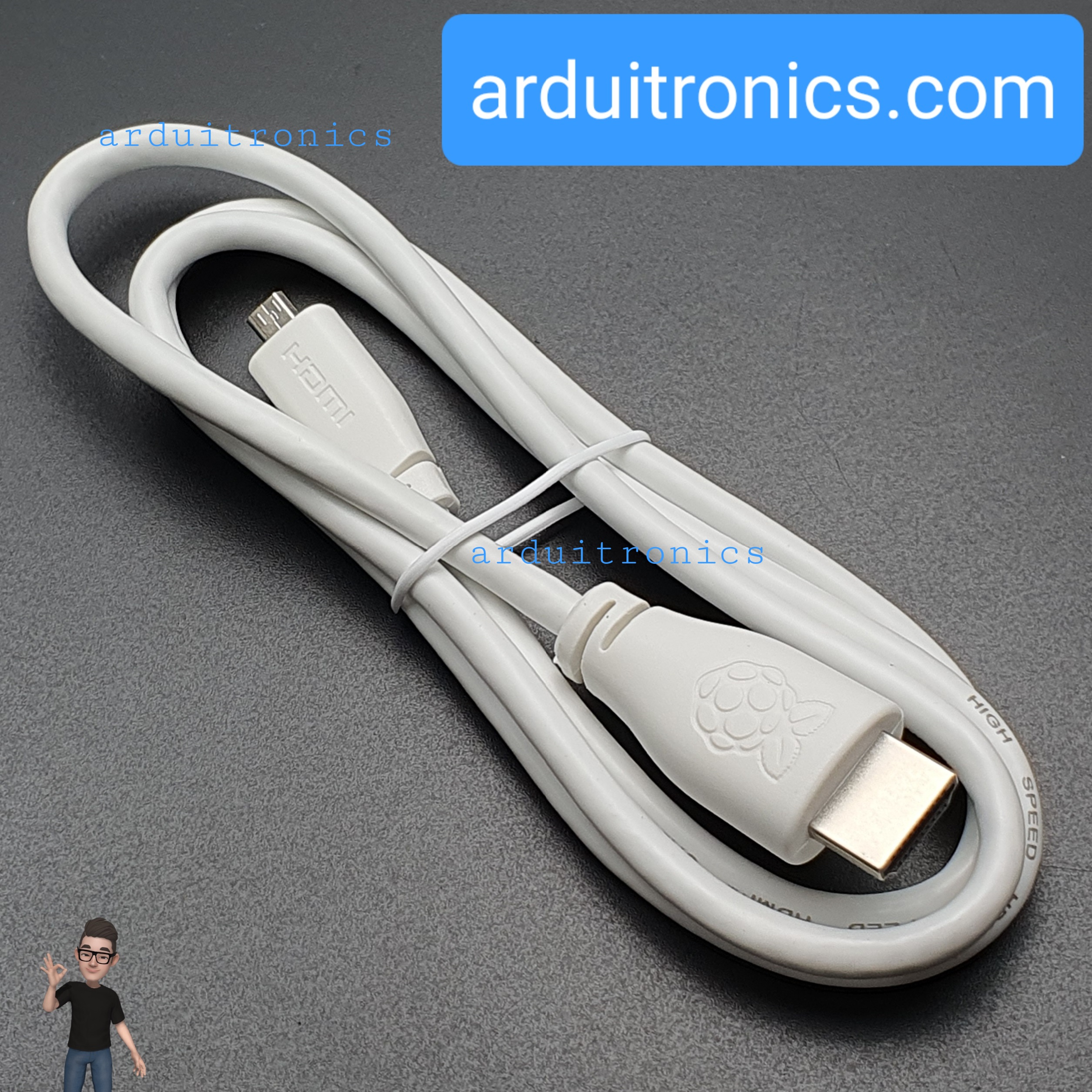 สาย HDMI Raspberry Pi4 Official HDMI Cable Micro HDMI to HDMI ยาว 1 เมตร
