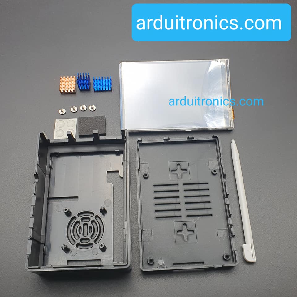 Raspberry Pi 4B 3.5-inch Touch Screen (พร้อมปากกา) + ABS Case (สีดำ) + Heat Sink