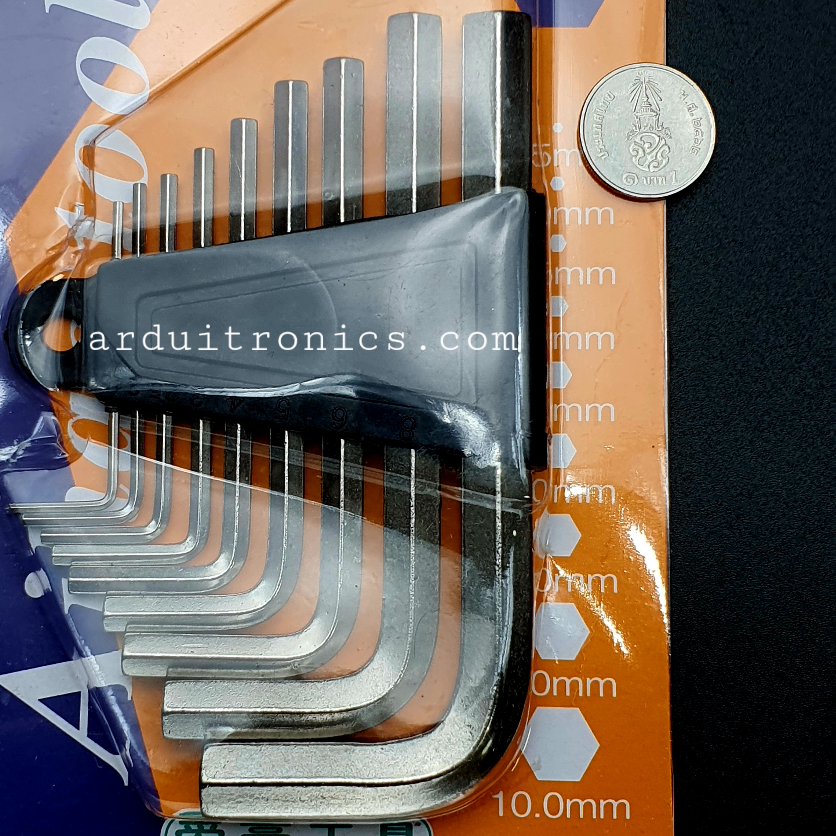 ชุดประแจตัวผู้ แบบหกเหลี่ยม Hexagonal Wrench 1.5-10mm 9 Piece Set