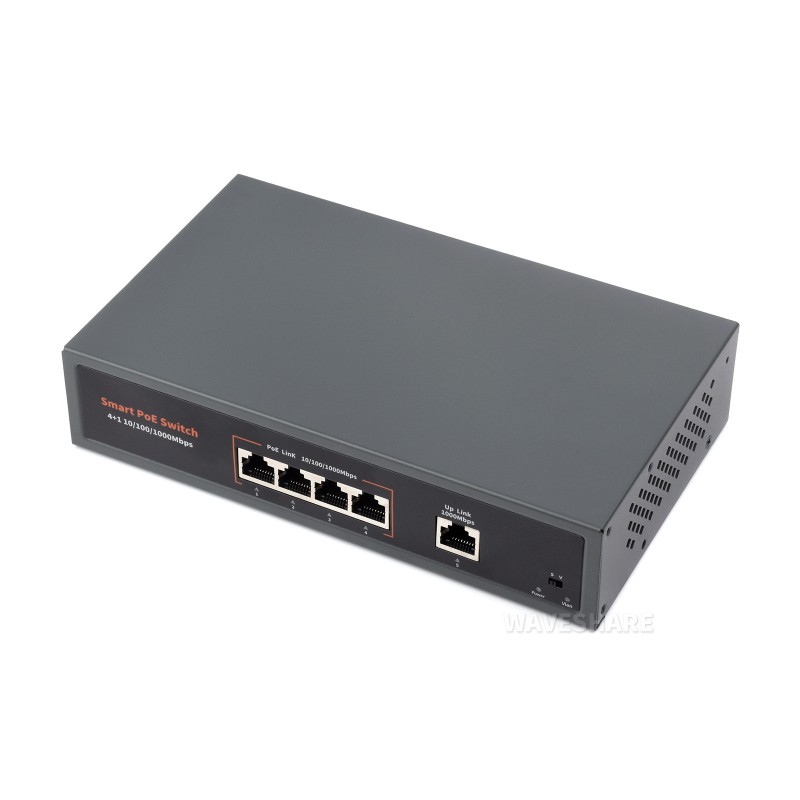 120W Gigabit Ethernet PoE Switch, 4x PoE+ Ports, Up To 30W Per Port, 802.3af/at Compliant, Fanless Design, High-Speed 10/100/1000M Ethernet Port, Network Switch PoE (แท้ Waveshare)