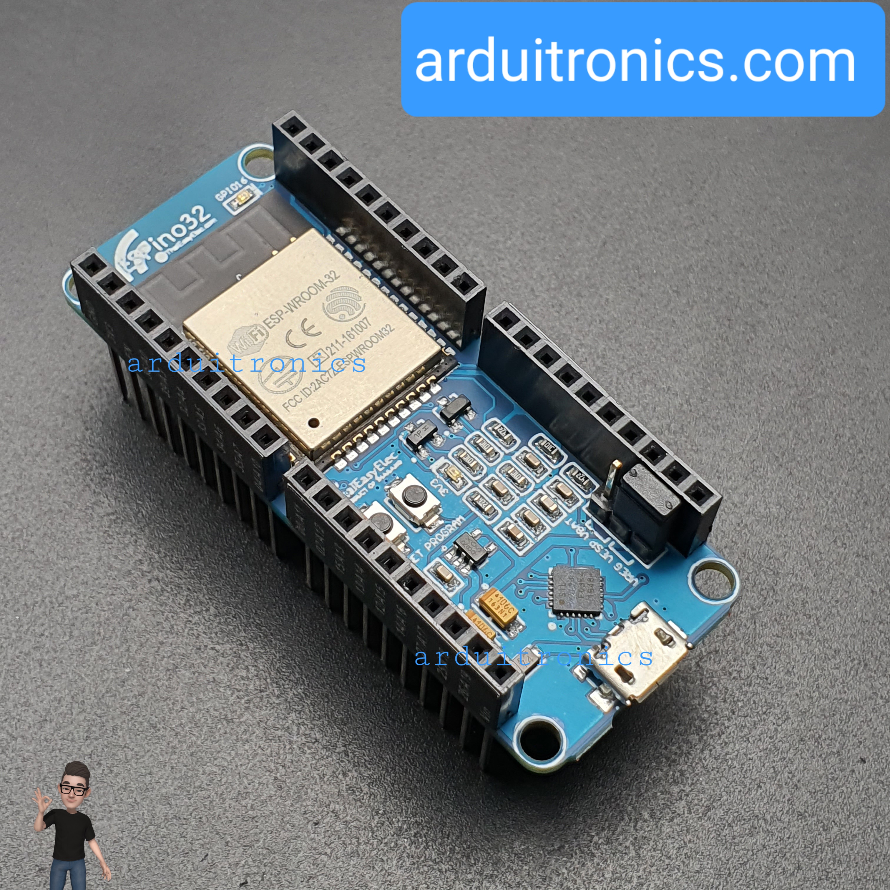 ESPino32 Wifi BLE Development Board (บัดกรีขา Pin Header แล้ว)