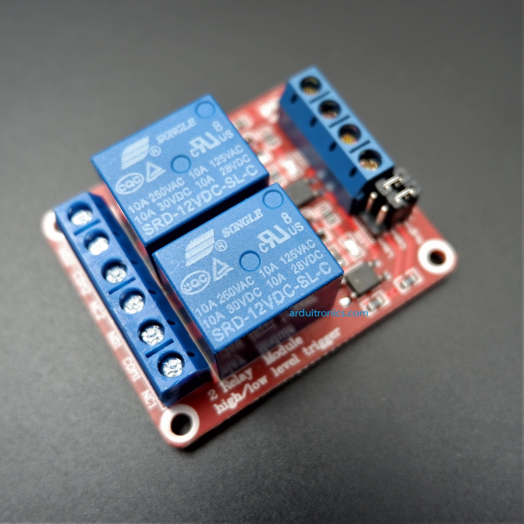 12V 2 Channel Relay High/Low Level Trigger Relay Module (Red PCB) หัวรีเลย์ Songle