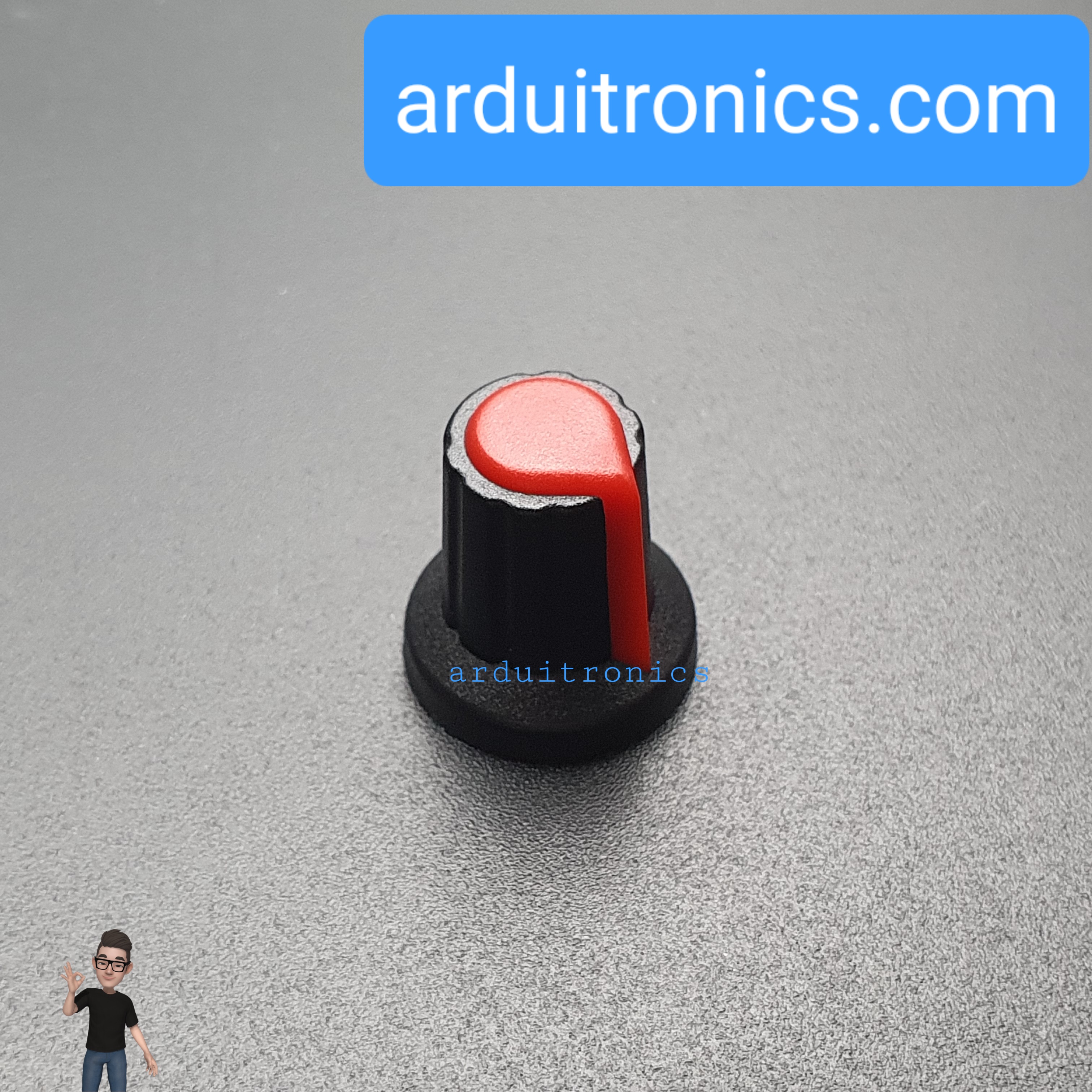 Red สีแดง หัวจุกหมุนสำหรับตัวต้านทานปรับค่าได้ WH148 Plastic Knob Potentiometer Size 15X17mm