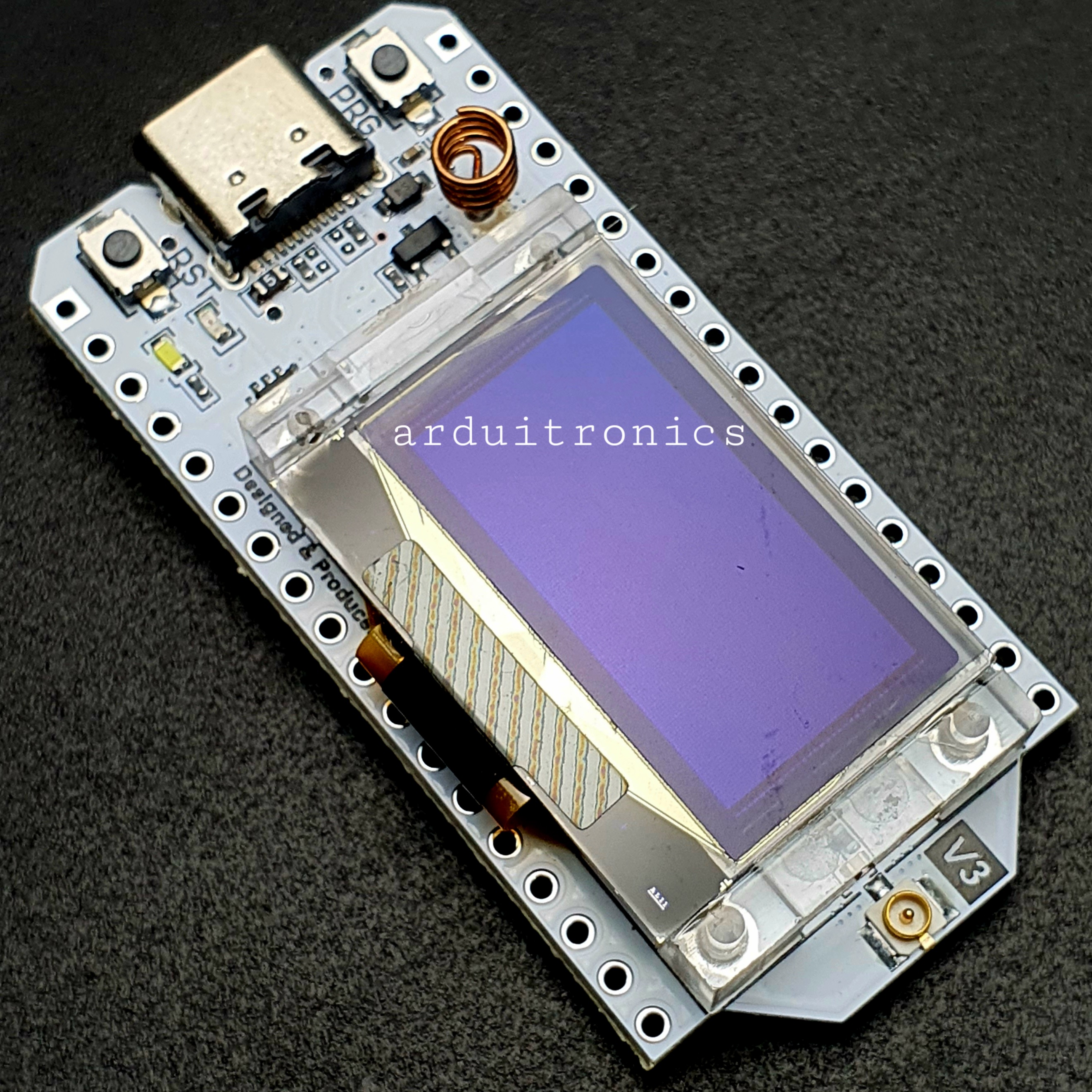 [Upgraded Version] LoRa 433MHz SX1262 + WiFi ESP32 + OLED 0.96" - พร้อมสายอากาศ (PCB ขาว)