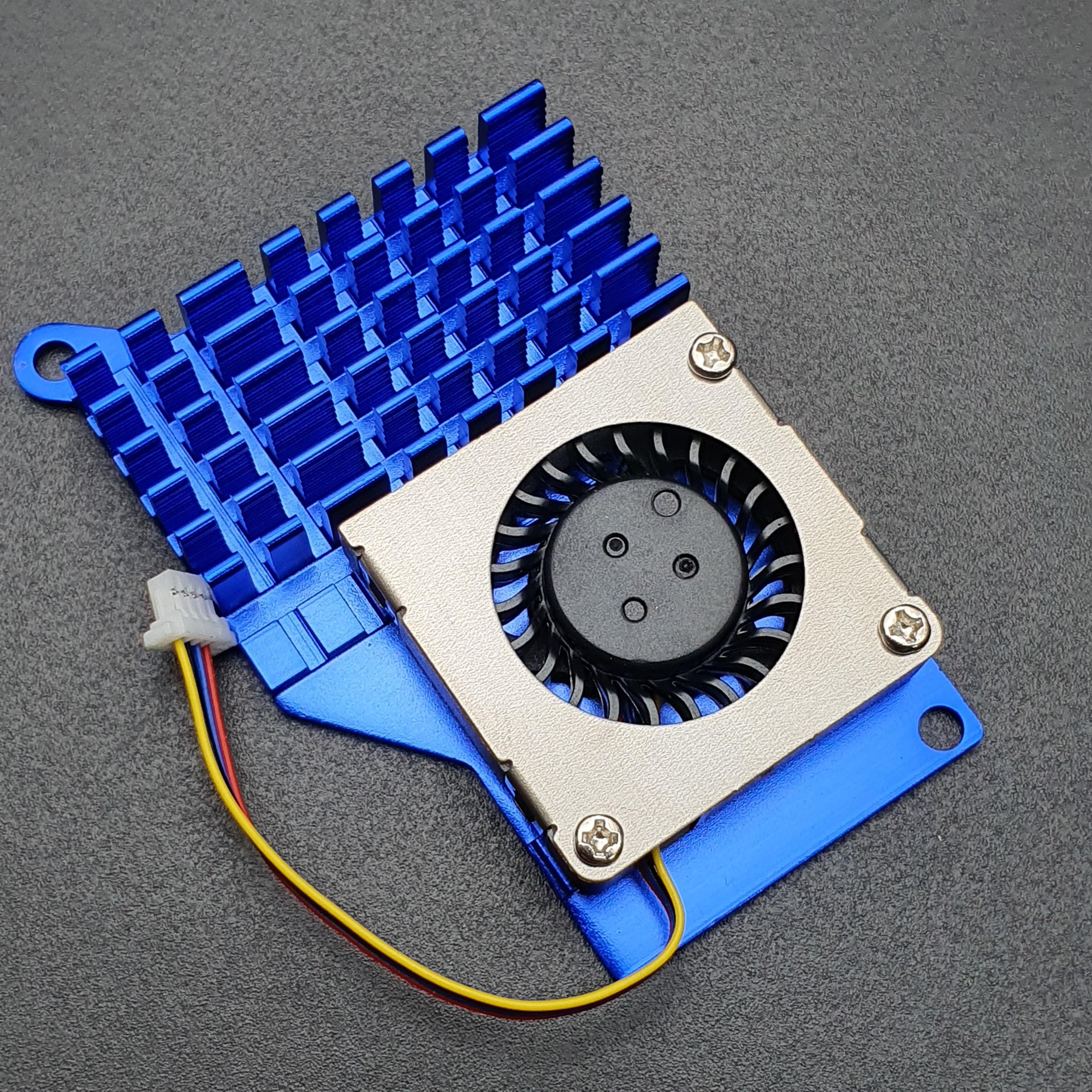 Raspberry Pi 5 Active Cooling Fan With Aluminum Radiator Heat Sink - สีน้ำเงินและพัดลมสีดำ
