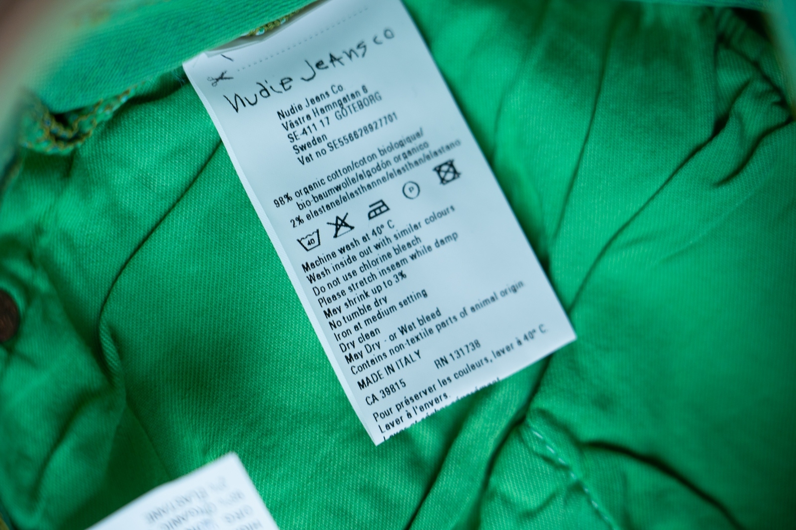 [DEFECT] High Kai Icon Green ยีนส์เขียวเอวสูง ทรงสกินนี่ Nudie Jeans ของแท้ 100%