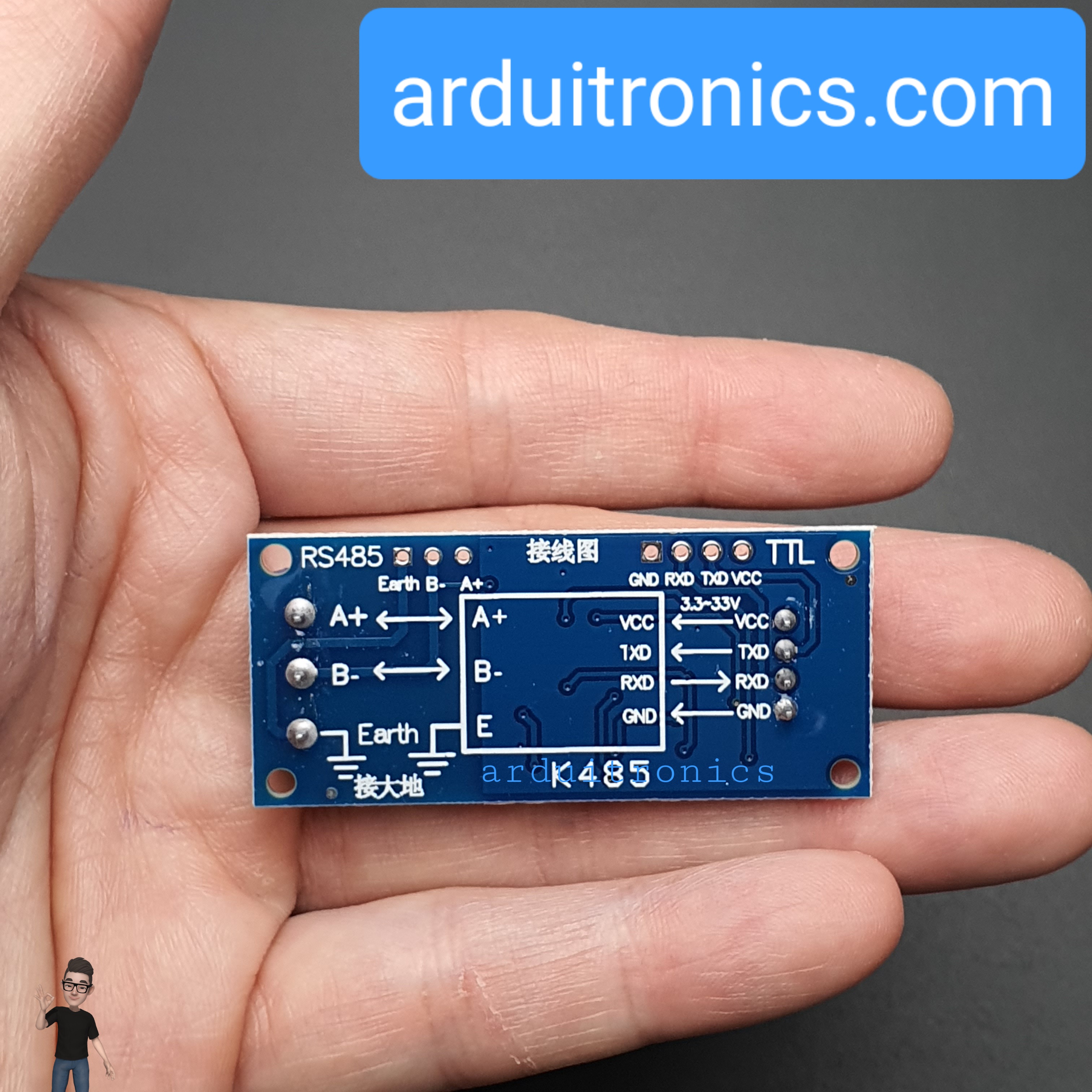 โมดูลแปลงสัญญาณ TTL เป็น RS485 TTL to RS485 Module Automatic Flow TTL Signal Single-Chip Serial Port + Free Cable
