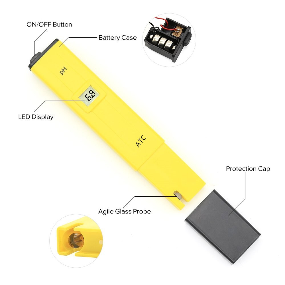 ปากกาวัดค่ากรดด่าง PH Test Pen สีเหลือง ( pH-2011 ) + Free PH Buffer Powder