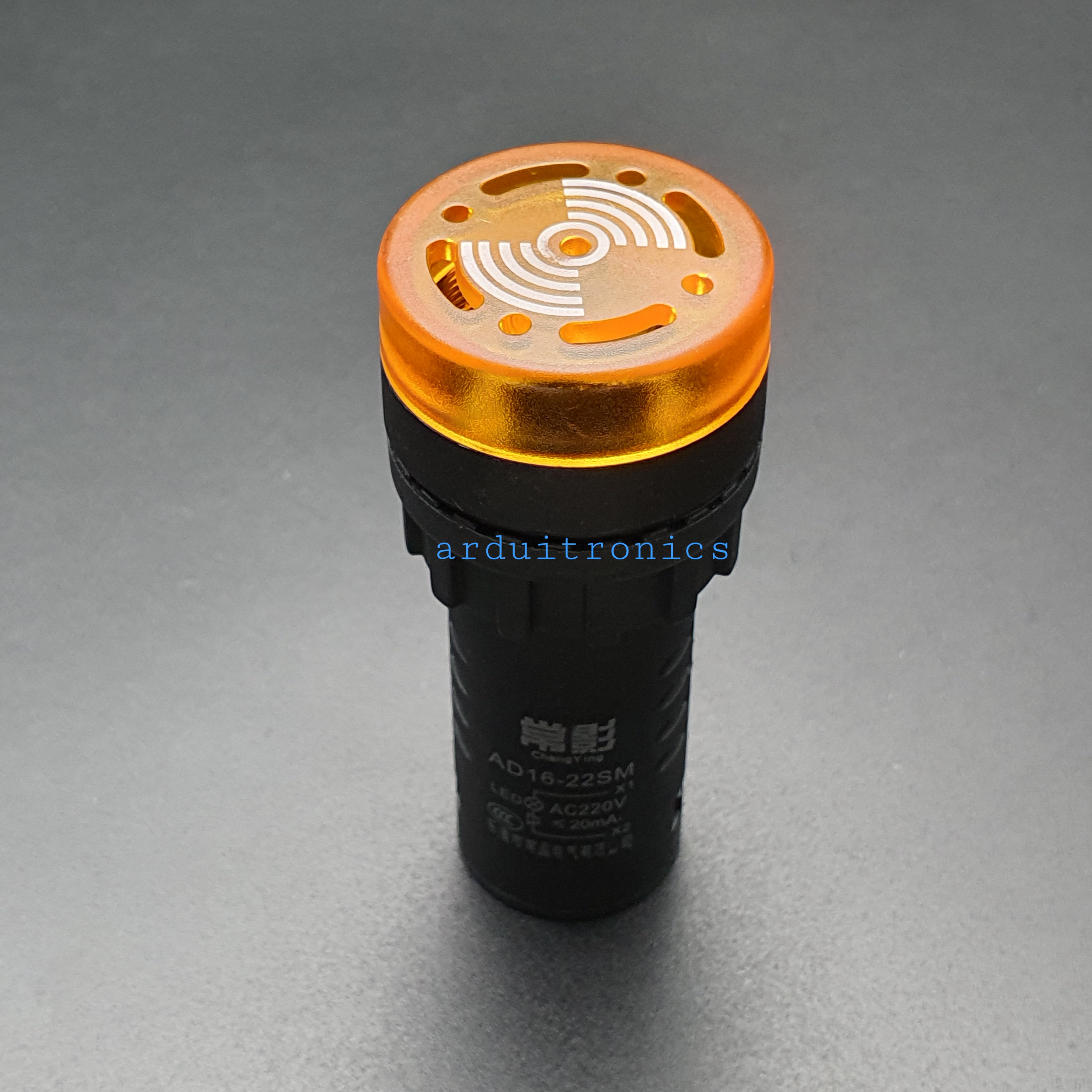 ไฟสีส้ม Buzzer LED Alert 220VAC เสียงและแสงสัญญาณเตือนภัย ออดไฟฟ้า 22mm