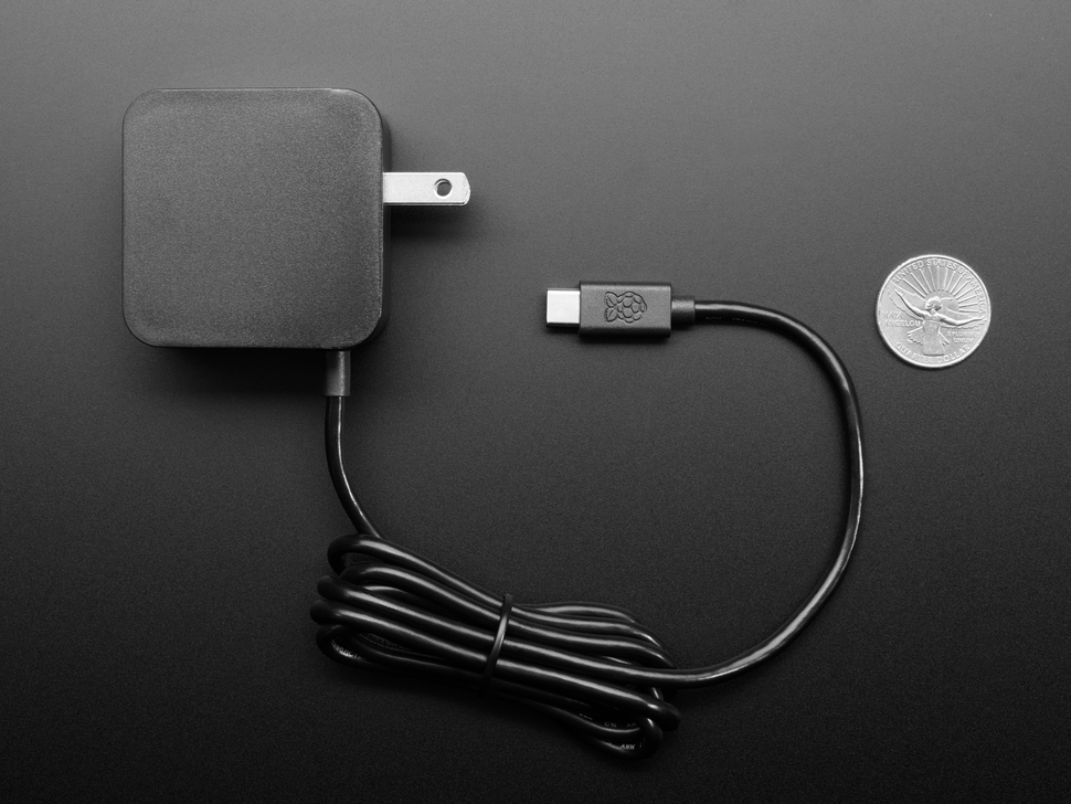 Official Power Supply, USB-C, 5.1V, 5A, Black (US Plug) - Raspberry Pi 5 / 4B