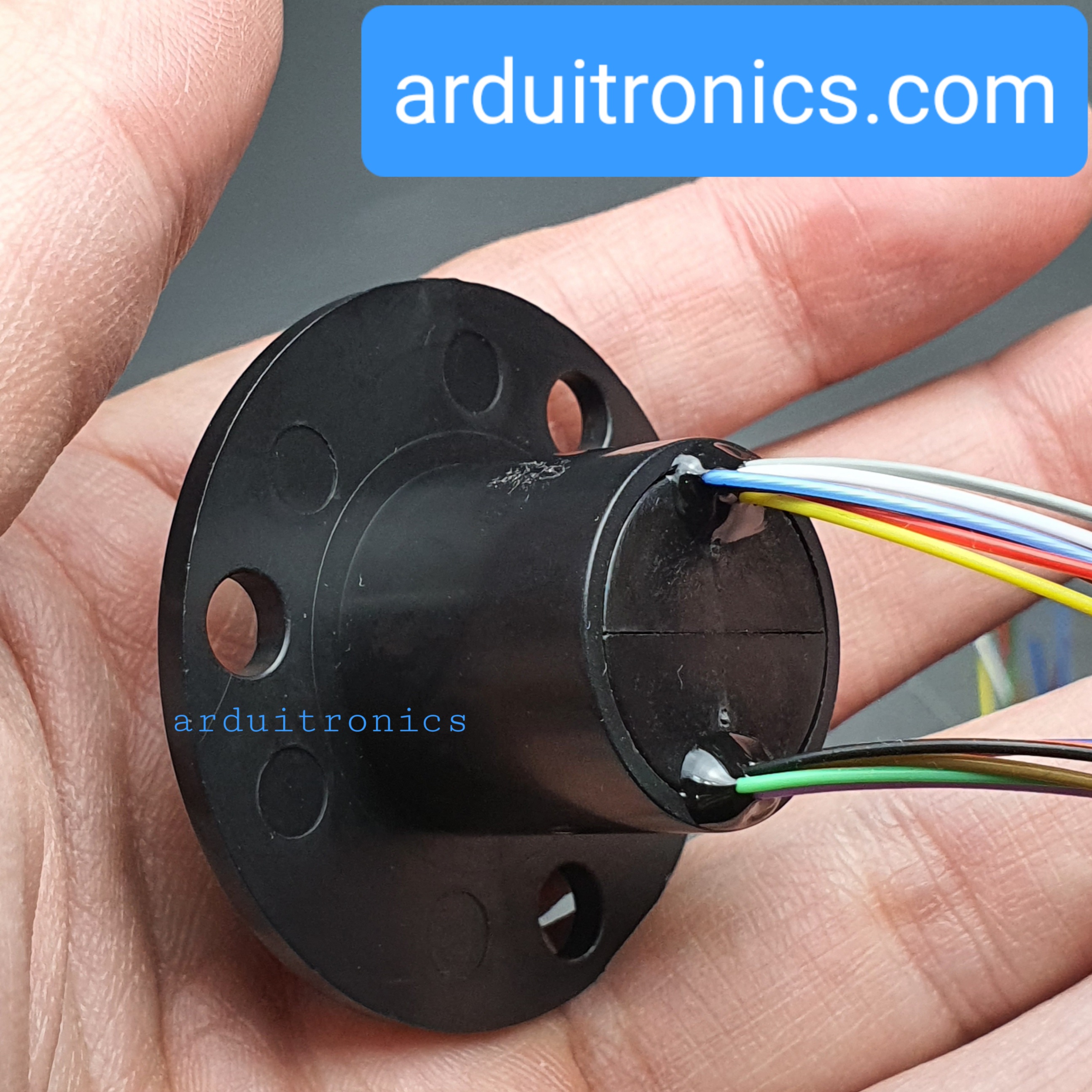 Slip Ring with Flange - 22mm Diameter, 12 Wires, Max 240V @ 2A